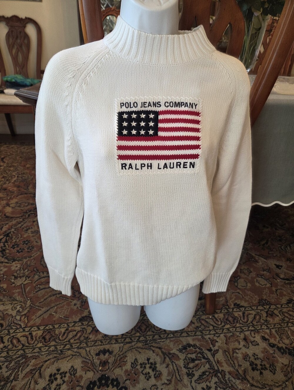 Ralph Lauren Cream American Flag Knit Sweater - Picture 5 of 6